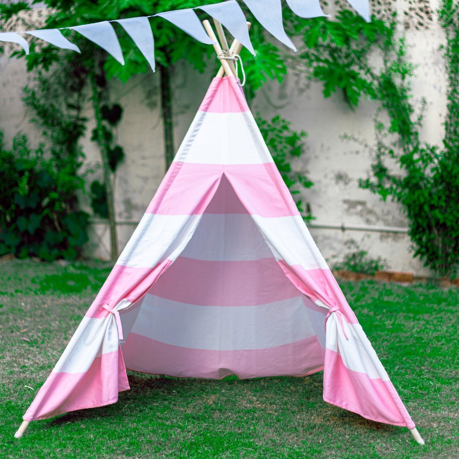 Pink & White Stripe Teepee Tent - aliakbardecoration