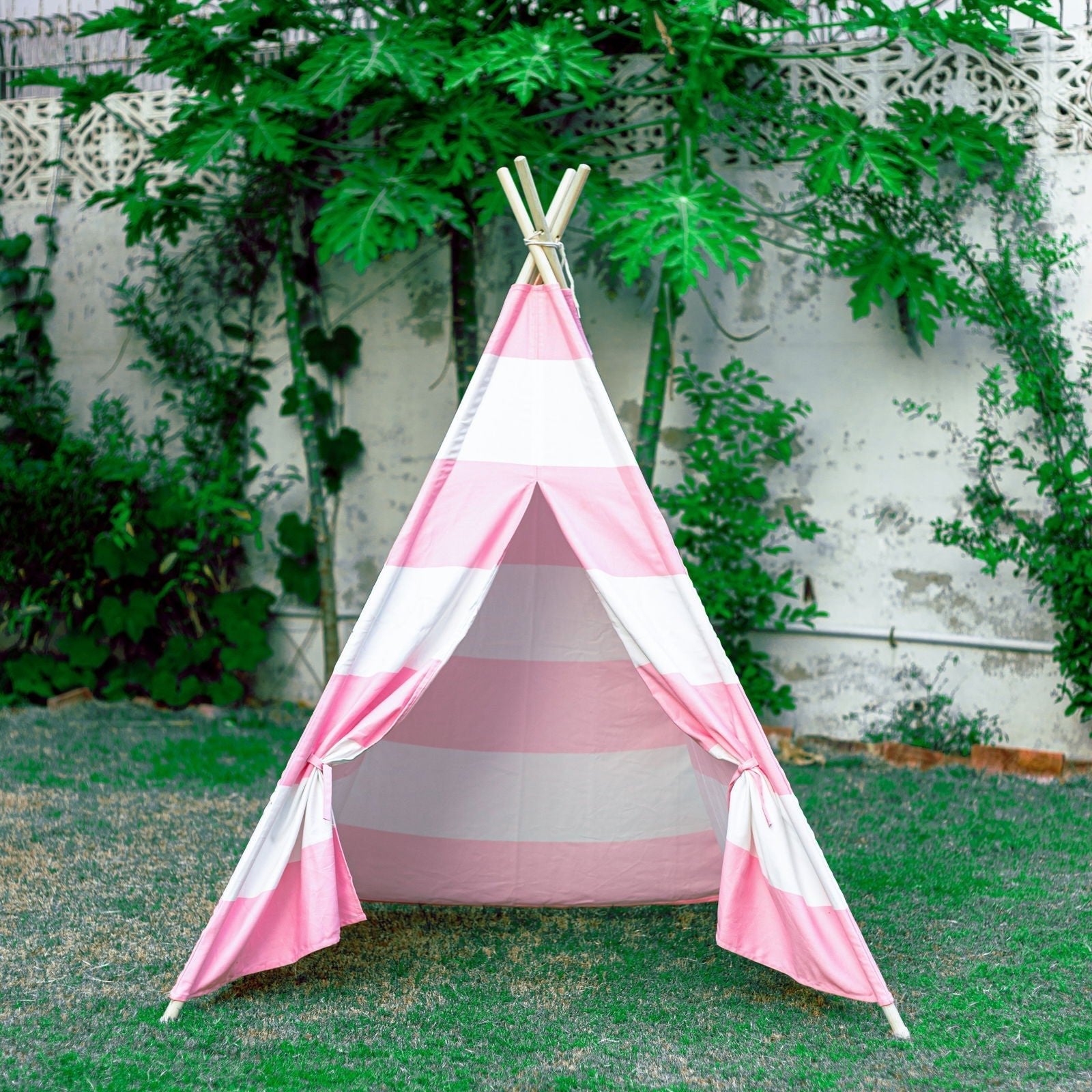 Pink & White Stripe Teepee Tent - aliakbardecoration