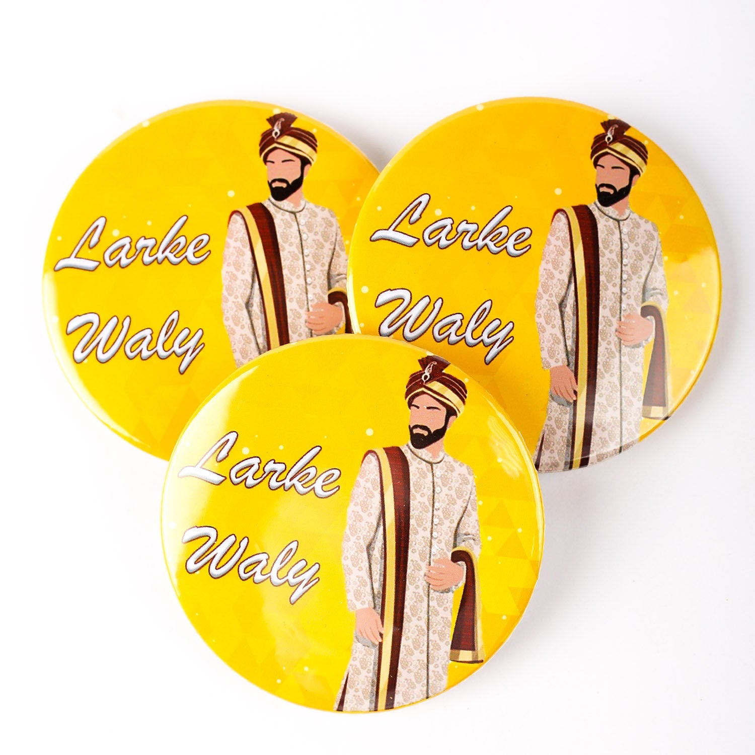 Charming Couple Badges: Larky Wale & Larki Wale Wedding Badges 6 Pcs