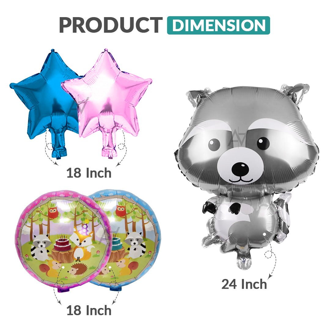 Raccoon Foil Balloon Set (5 Pcs) by Ali Akbar Decoration – Animal Party Balloons - aliakbardecoration