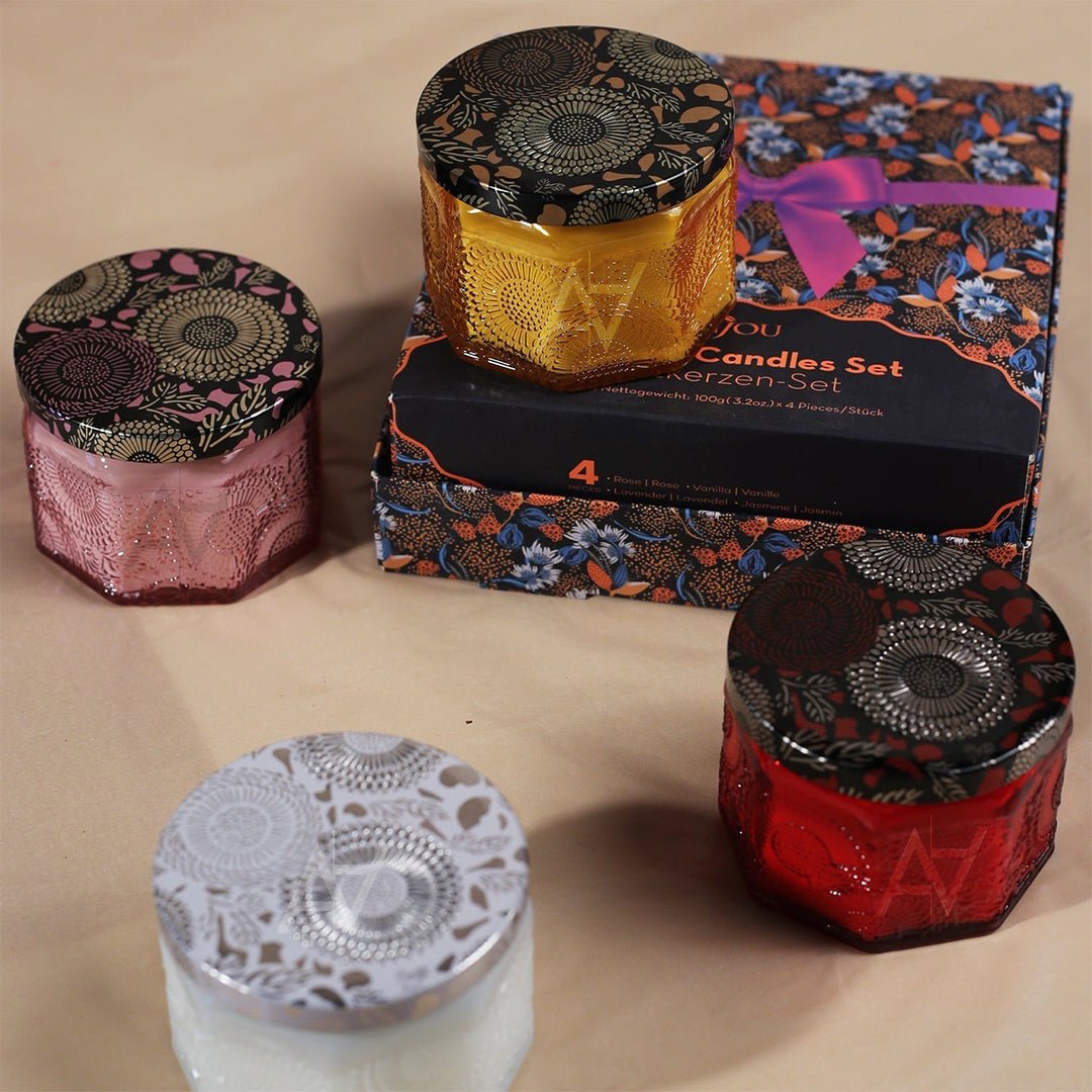 Scented Jar Candles | Pack of 4 | For Room Decor - aliakbardecoration