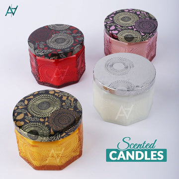 Scented Jar Candles | Pack of 4 | For Room Decor - aliakbardecoration
