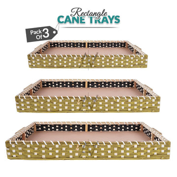 Set of 3 - Golden Rectangle Wedding Cane Trays - Perfect for Gifting & Wedding decor - aliakbardecoration