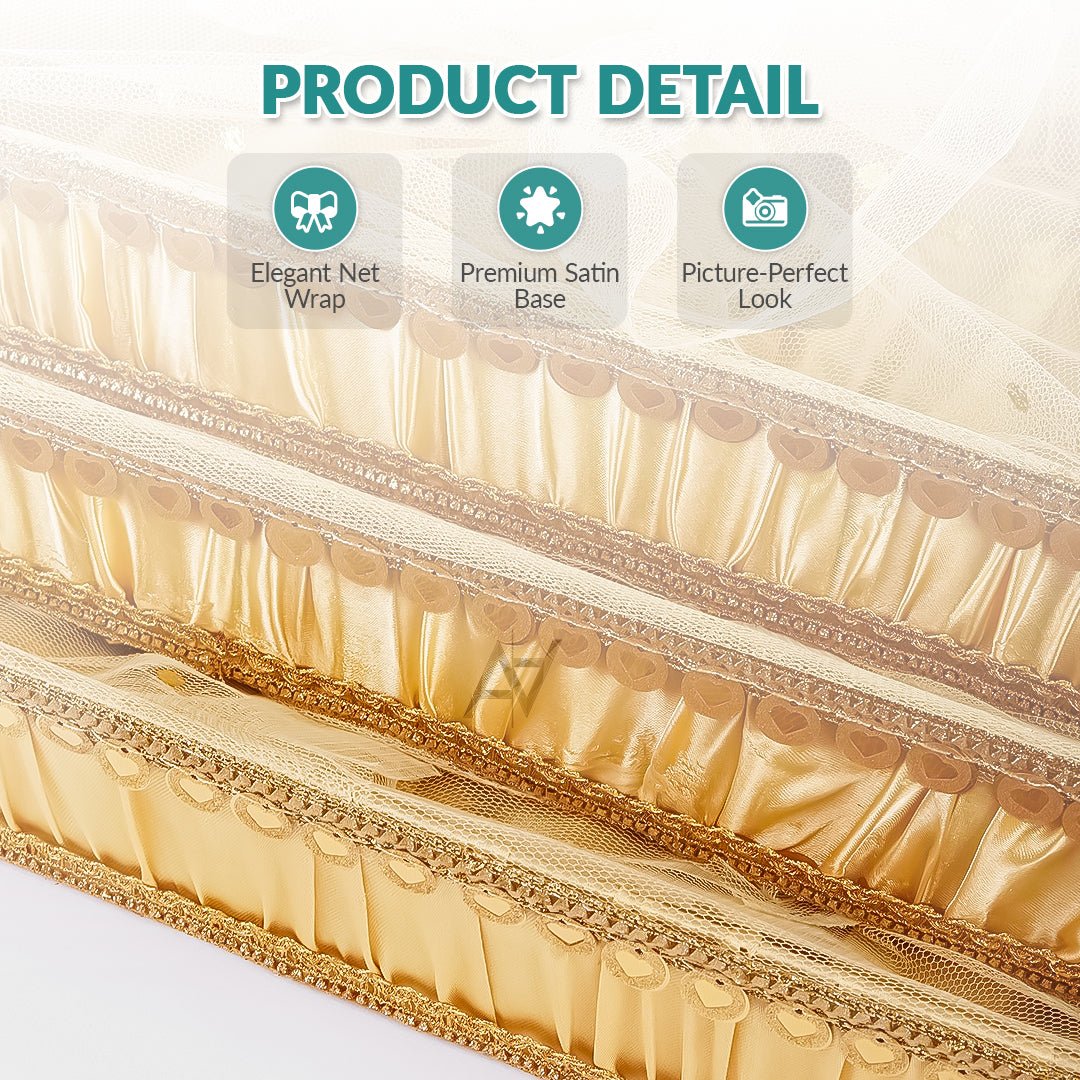 Set of 3 – Golden Satin Wedding Trays for Gifting & Decoration - aliakbardecoration