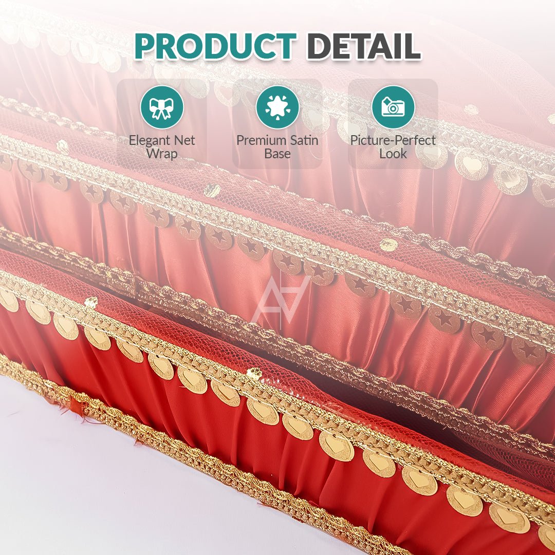 Set of 3 – Red Satin Wedding Trays for Gifting & Decoration - aliakbardecoration