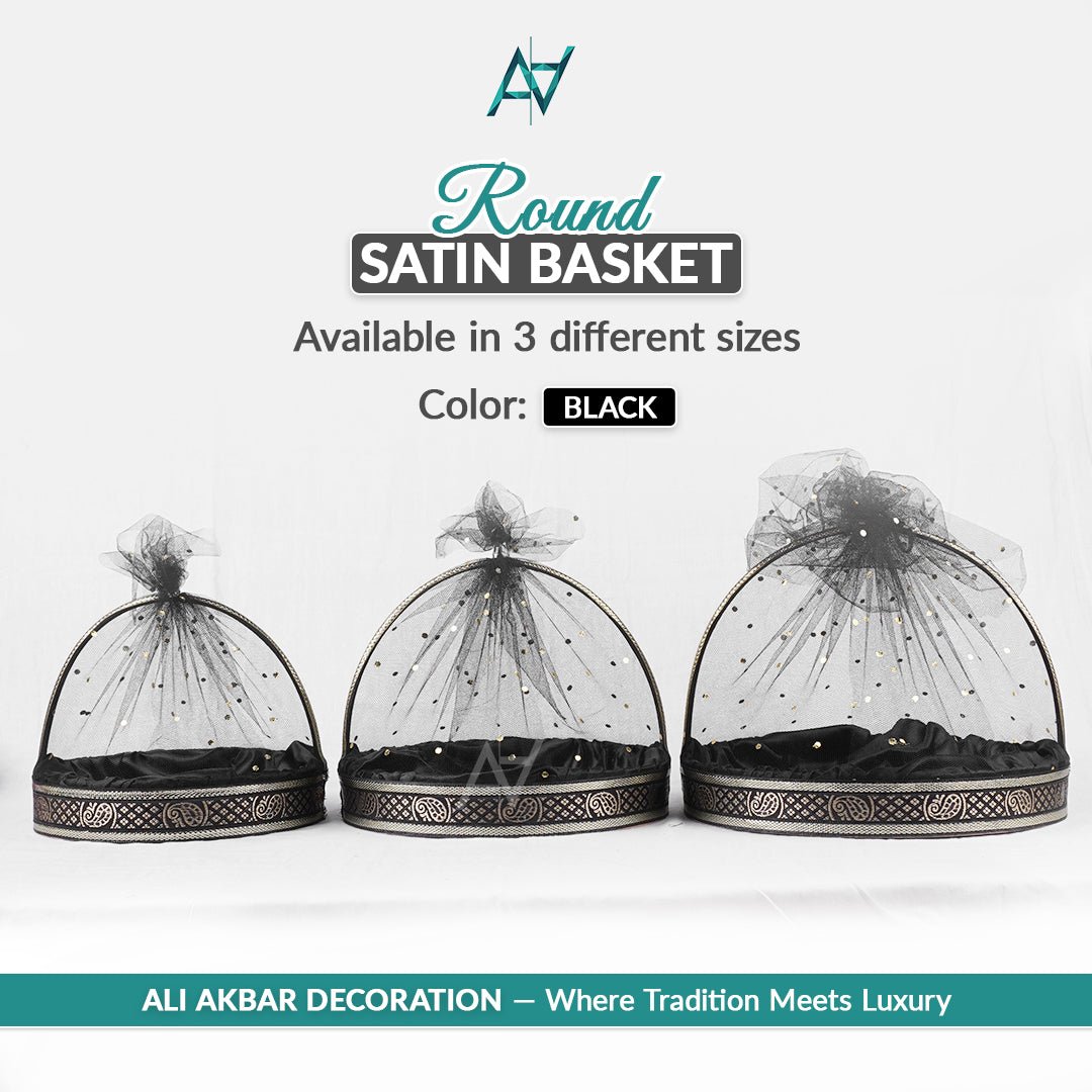 Set of 3 – Round Satin Basket Set in 8 Multi Colors | Ali Akbar Decoration - aliakbardecoration