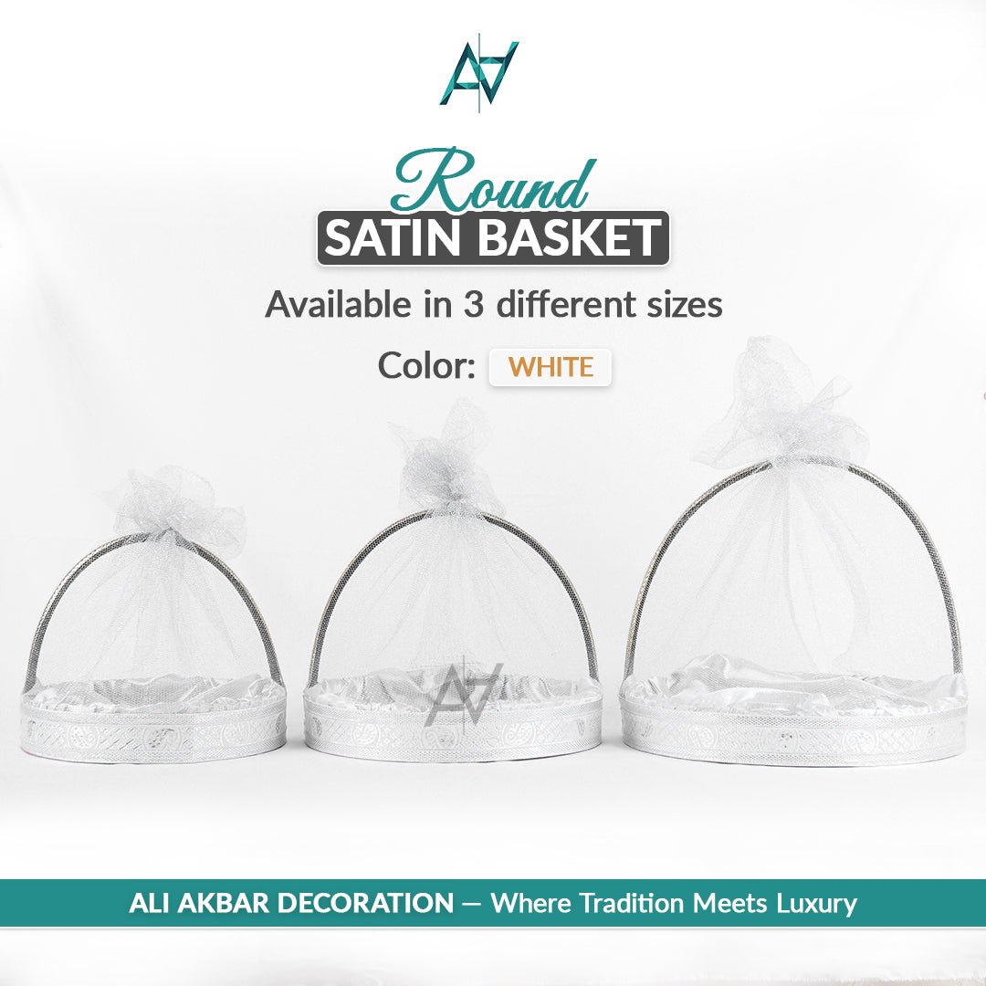 Set of 3 – Round Satin Basket Set in 8 Multi Colors | Ali Akbar Decoration - aliakbardecoration