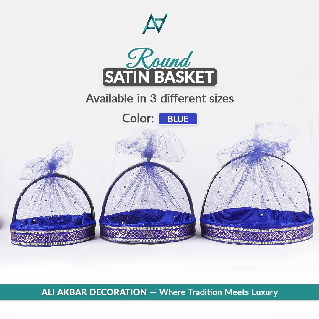 Set of 3 – Round Satin Basket Set in 8 Multi Colors | Ali Akbar Decoration - aliakbardecoration