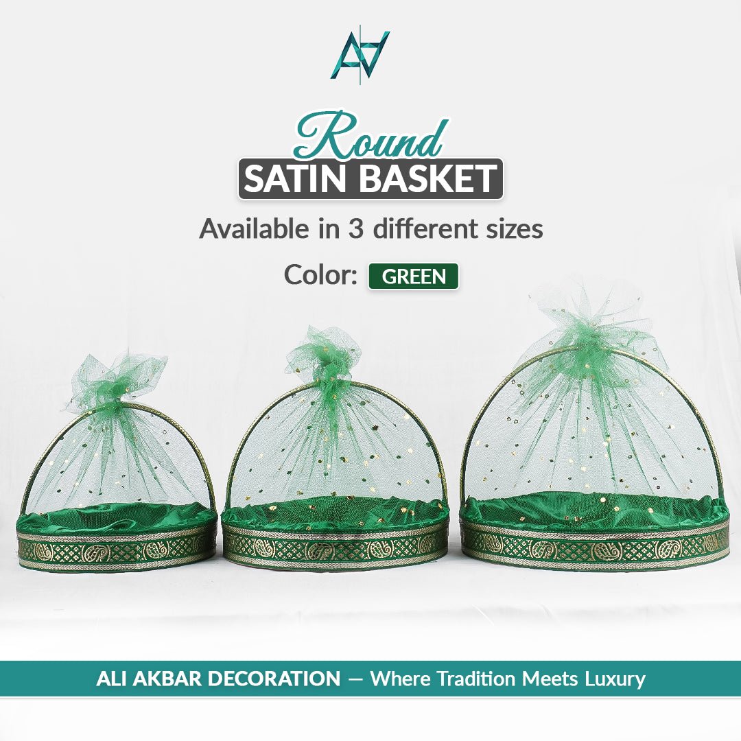 Set of 3 – Round Satin Basket Set in 8 Multi Colors | Ali Akbar Decoration - aliakbardecoration