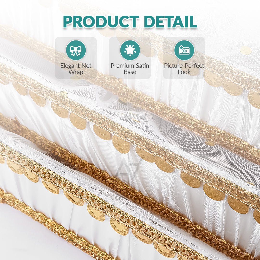 Set of 3 – White Satin Wedding Trays for Gifting & Decoration - aliakbardecoration