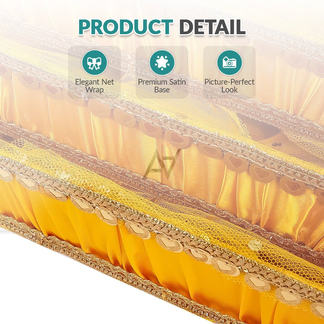 Set of 3 – Yellow Satin Wedding Trays for Gifting & Decoration - aliakbardecoration