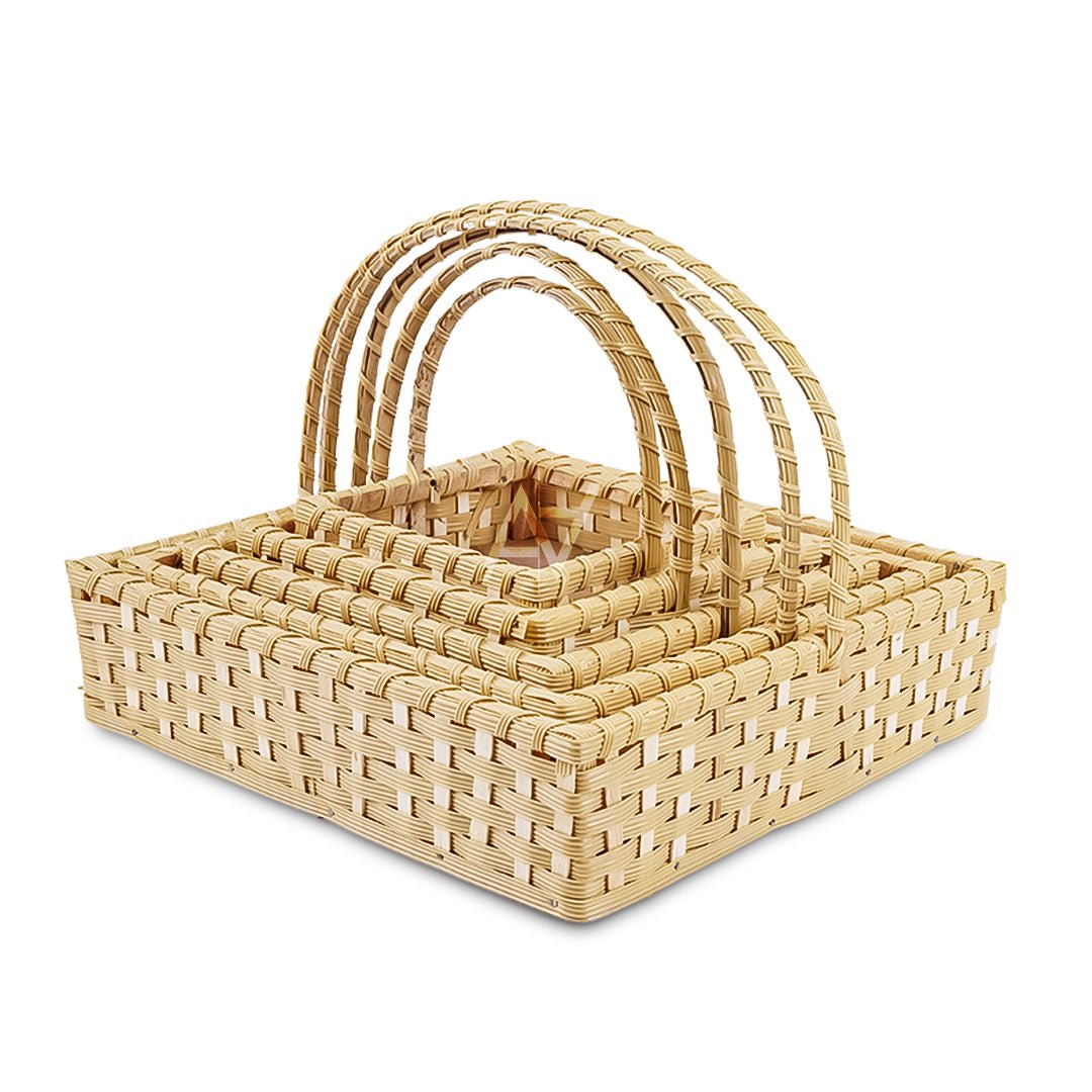 Set of 5 - Beige Square Cane Baskets for Gifting or Wedding decoration - aliakbardecoration