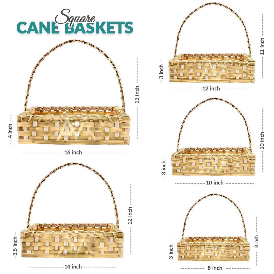 Set of 5 - Beige Square Cane Baskets for Gifting or Wedding decoration - aliakbardecoration