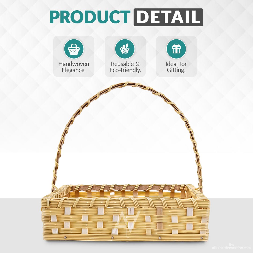 Set of 5 - Beige Square Cane Baskets for Gifting or Wedding decoration - aliakbardecoration