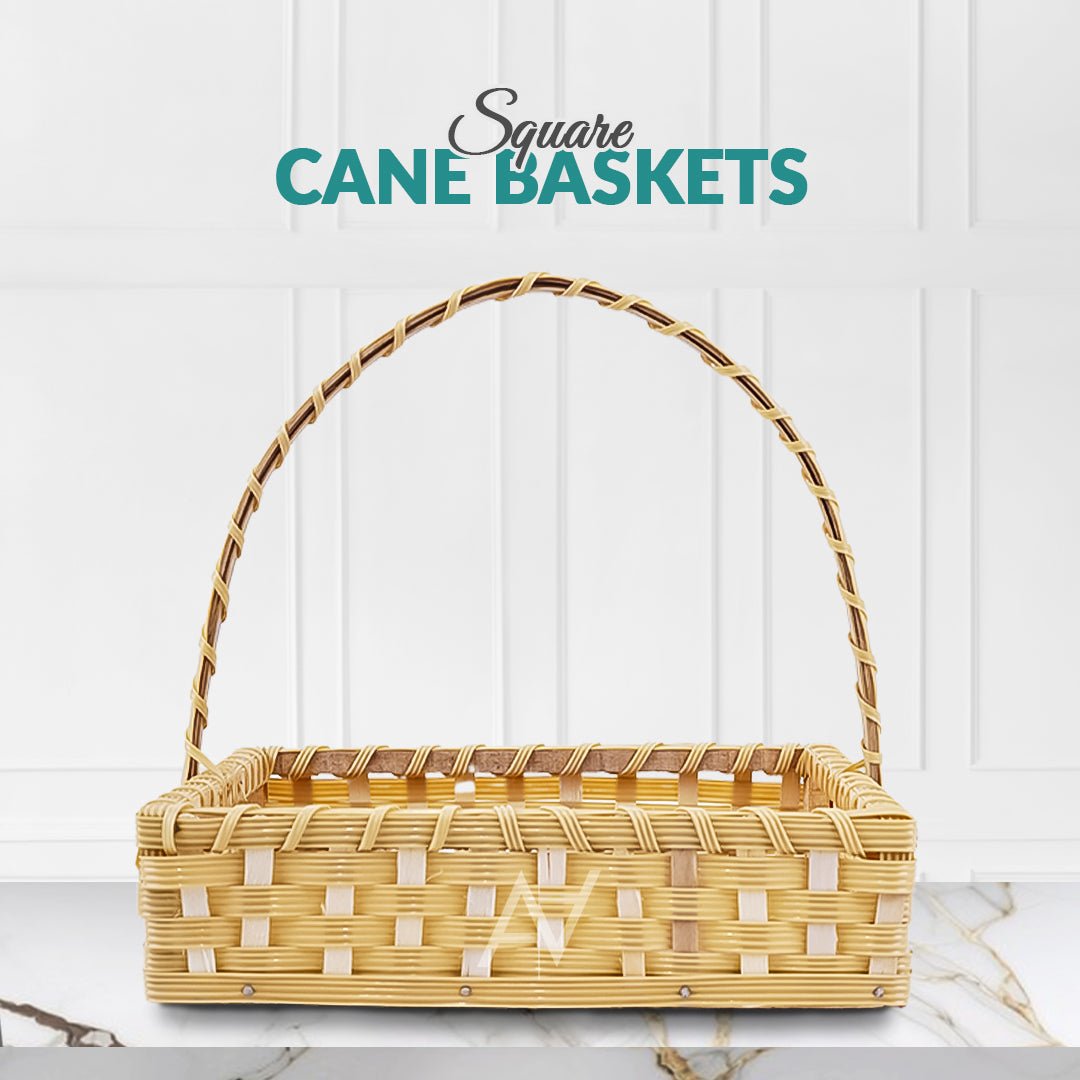 Set of 5 - Beige Square Cane Baskets for Gifting or Wedding decoration - aliakbardecoration