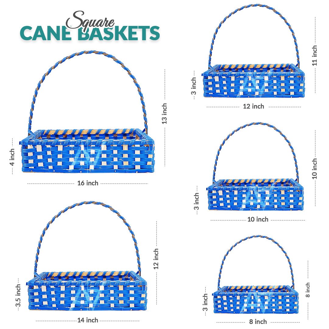 Set of 5 - Blue Square Cane Baskets for Gifting or Wedding decoration - aliakbardecoration