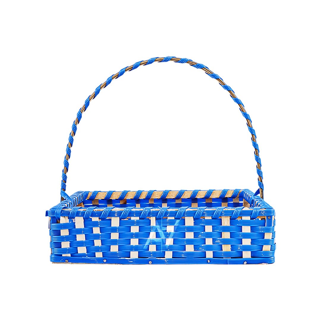 Set of 5 - Blue Square Cane Baskets for Gifting or Wedding decoration - aliakbardecoration