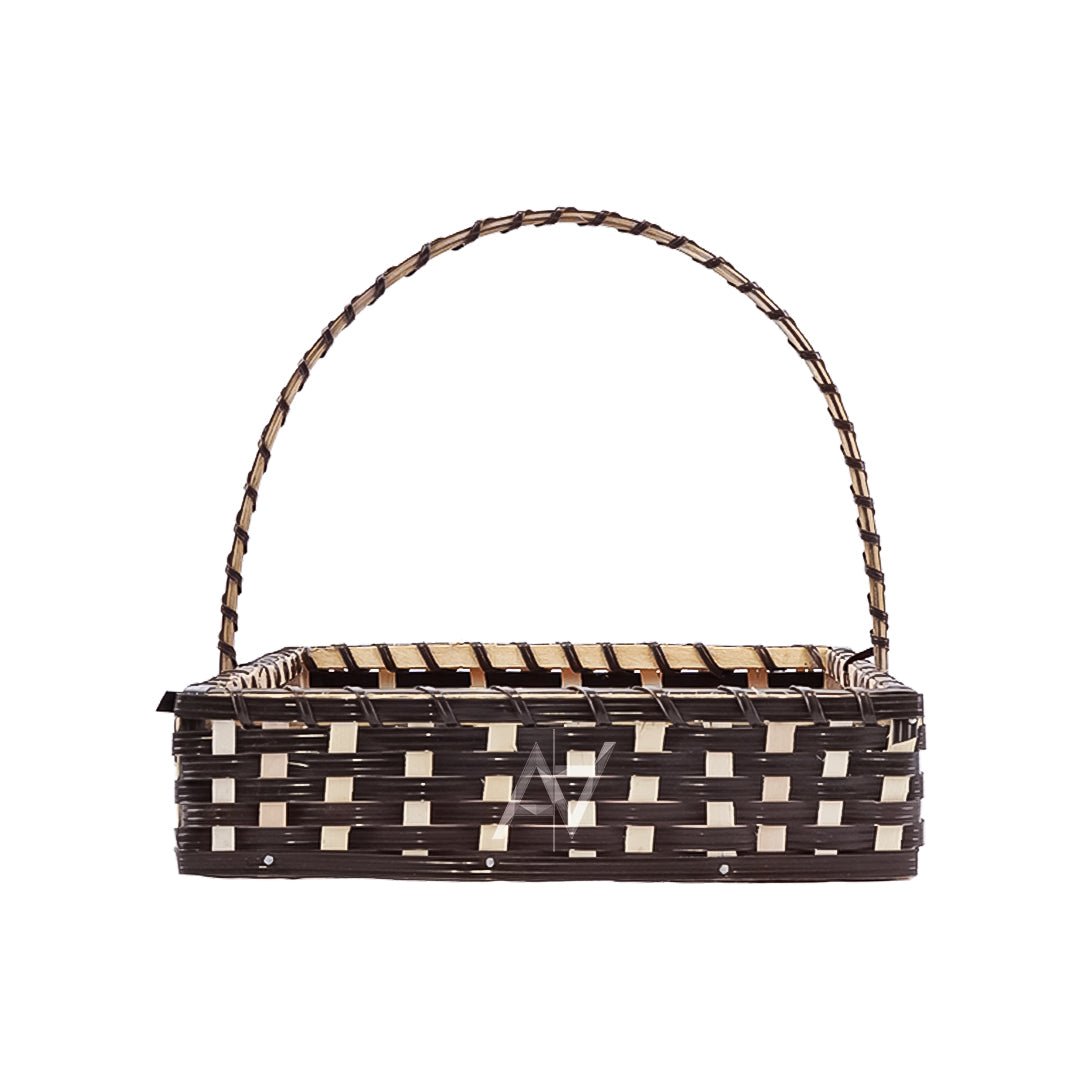 Set of 5 - Coffee Brown Square Cane Baskets for Gifting or Wedding decoration - aliakbardecoration