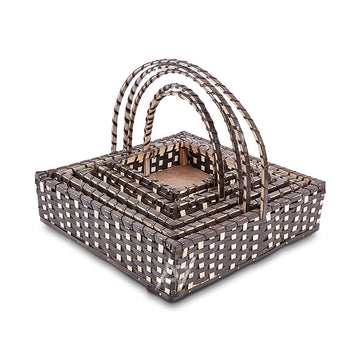 Set of 5 - Coffee Brown Square Cane Baskets for Gifting or Wedding decoration - aliakbardecoration