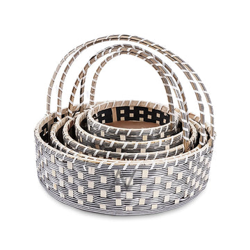 Set of 5 - Round Silver Cane Basket for Gifting, wedding decoration - aliakbardecoration