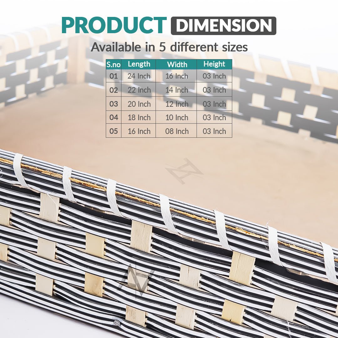 Set of 5 - Silver Rectangle Cane Baskets for Gifting or Wedding decoration - aliakbardecoration