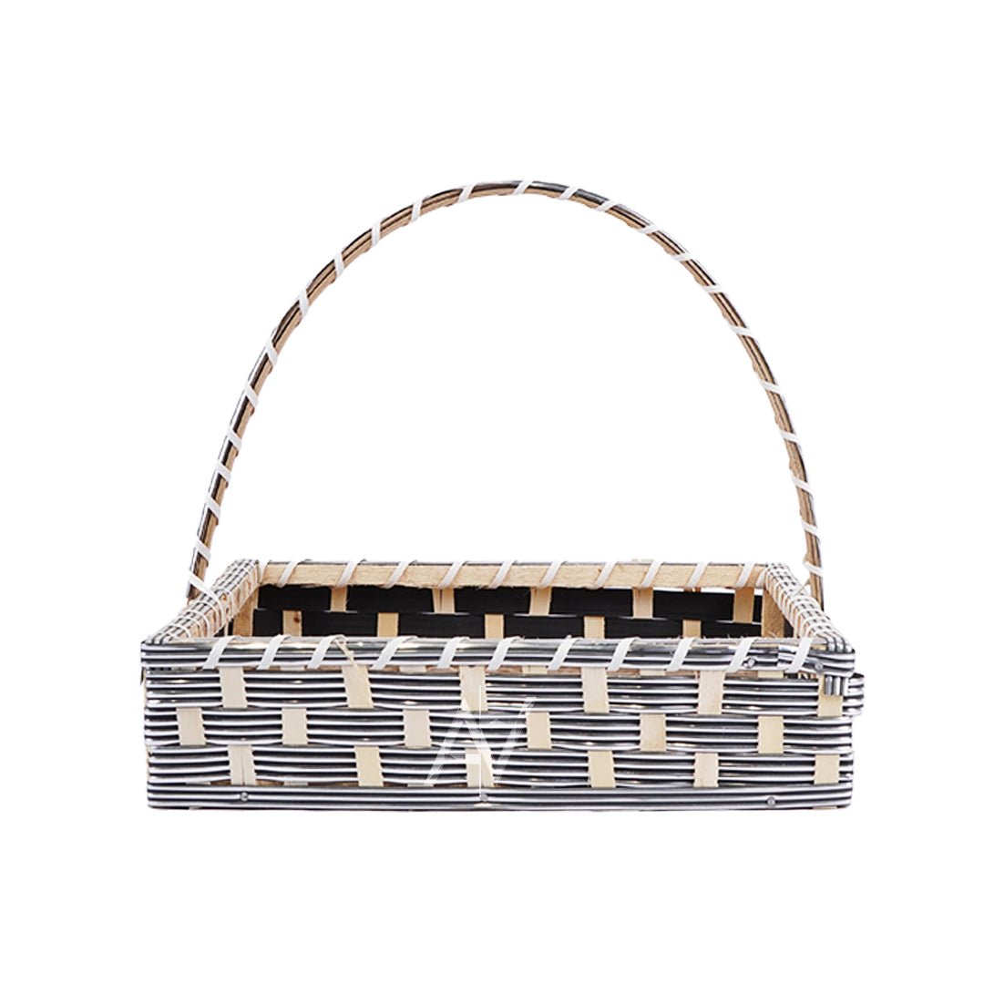 Set of 5 - Silver Square Cane Baskets for Gifting or Wedding decoration - aliakbardecoration