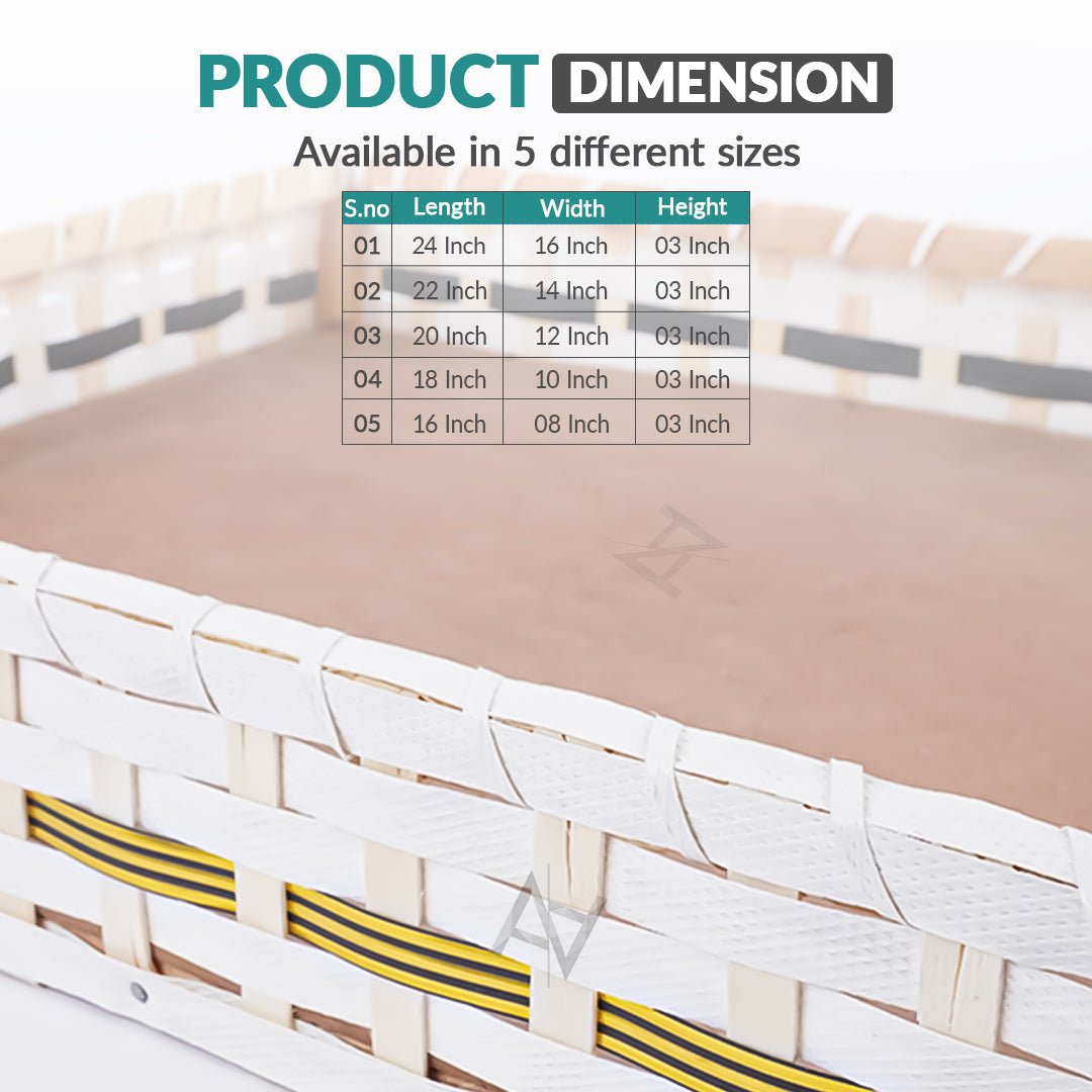 Set of 5 - White Rectangle Cane Baskets for Gifting or Wedding decoration - aliakbardecoration