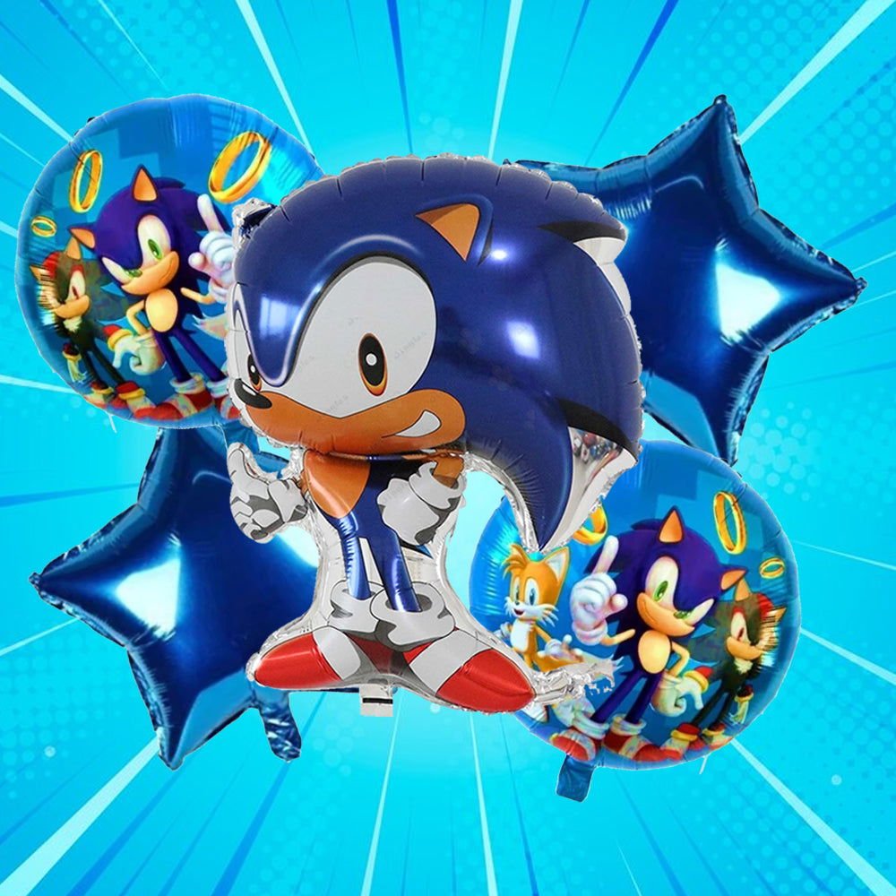 Sonic 5 Pcs Foil Balloons Set - aliakbardecoration