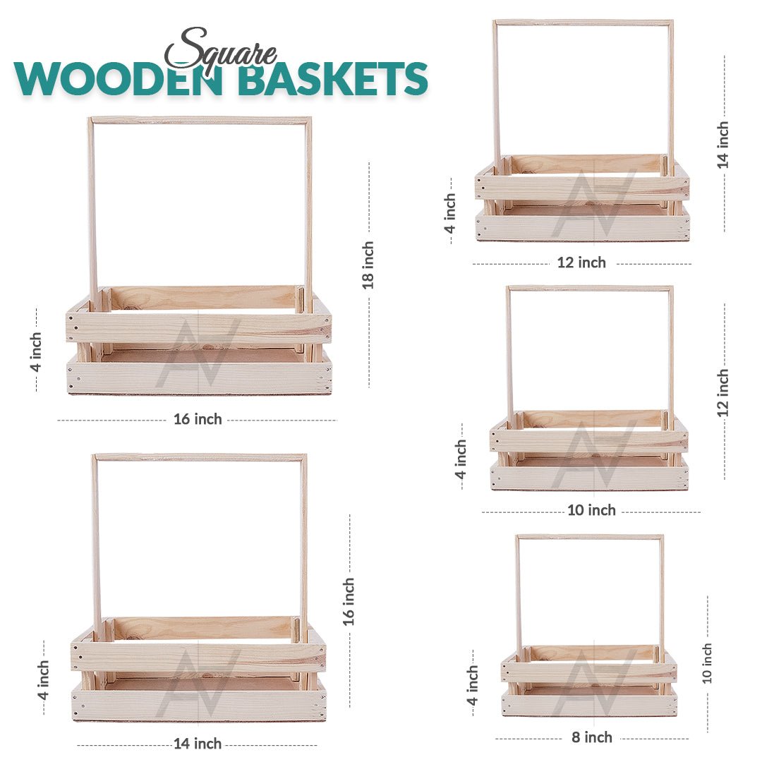 Square Wooden Baskets - aliakbardecoration