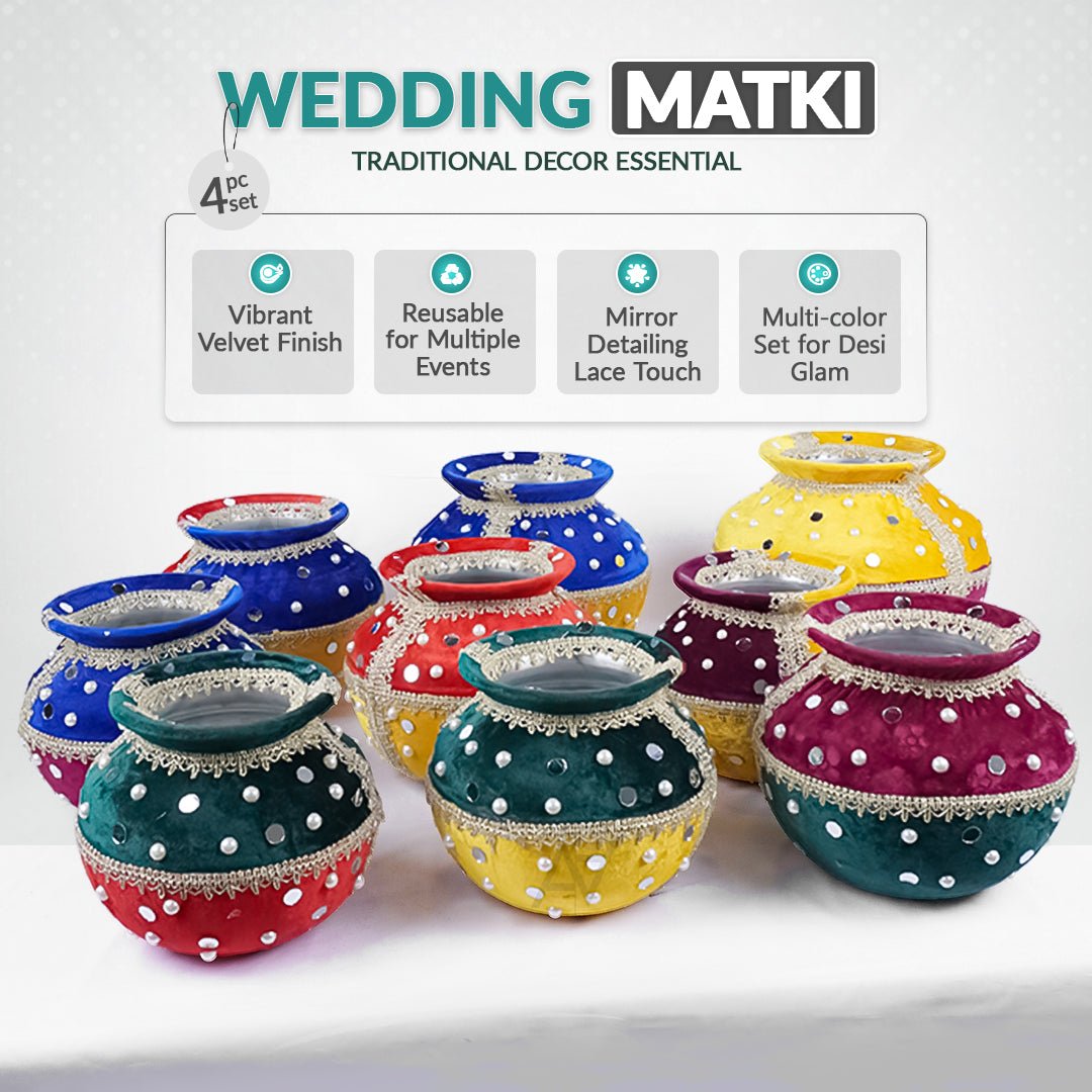Wedding Velvet Matki – Decorative Matki for Mehndi Events - aliakbardecoration