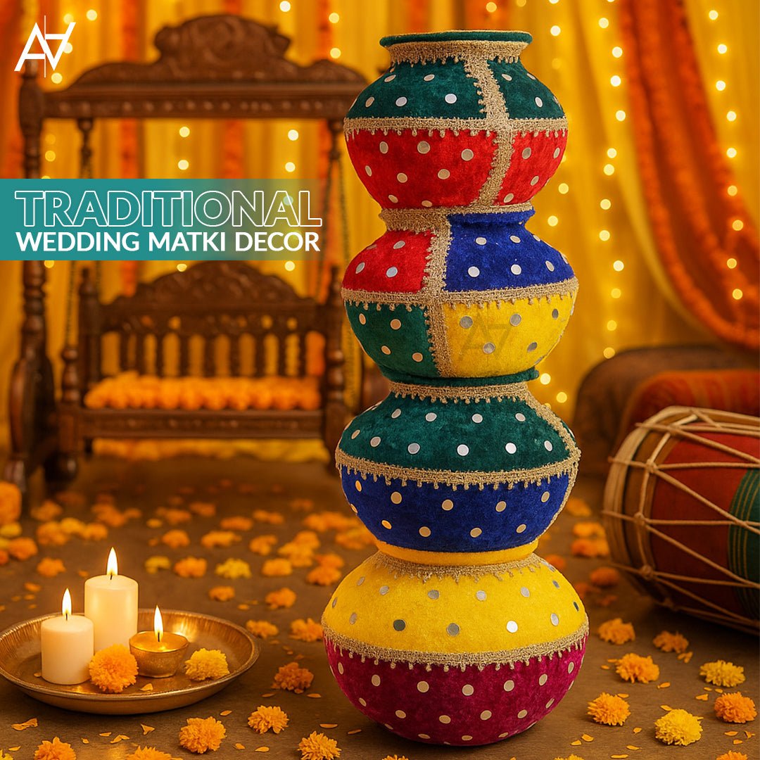 Wedding Velvet Matki – Decorative Matki for Mehndi Events - aliakbardecoration