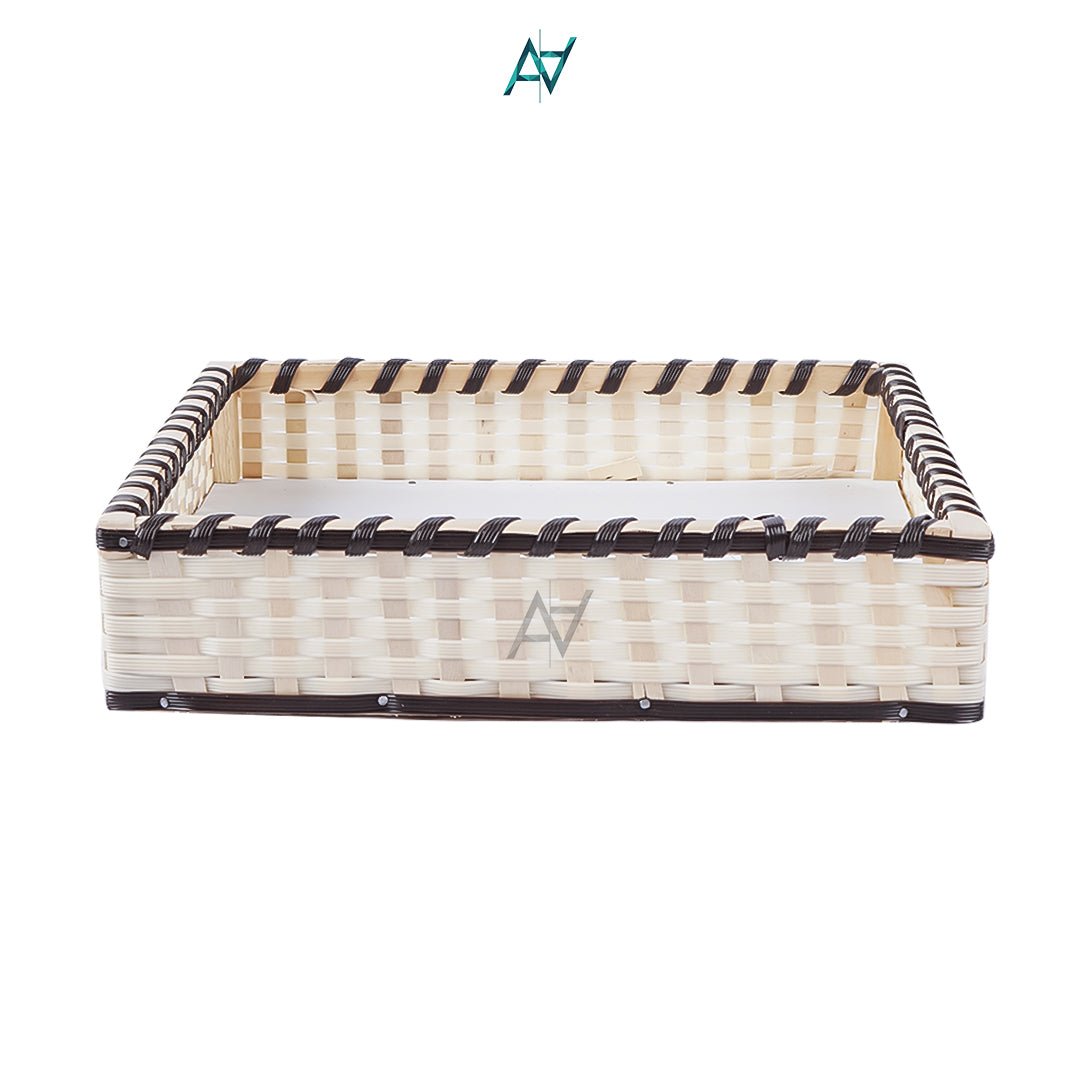 White Square Cane Basket for Home or Gifting - aliakbardecoration