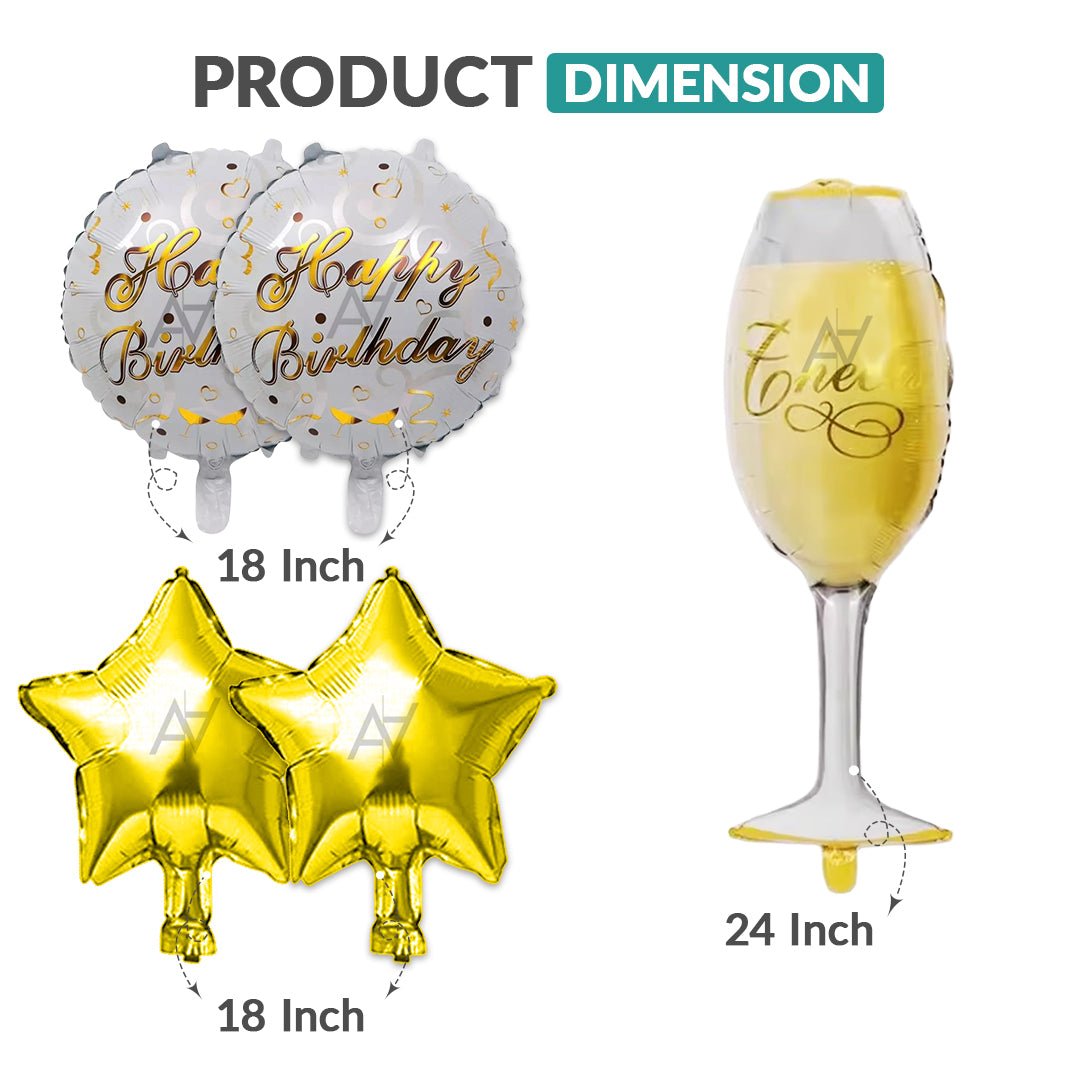 Wine Glass Foil Balloon Set - 5 pcs - aliakbardecoration